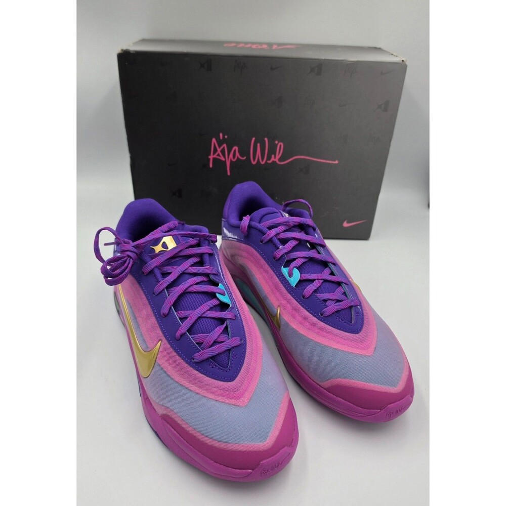 NIKE A'ONE GS YOUTH 6 WOMEN'S 7.5 FIERCE PURPLE GOLD HF7001-500 NIB - Picture 2 of 8